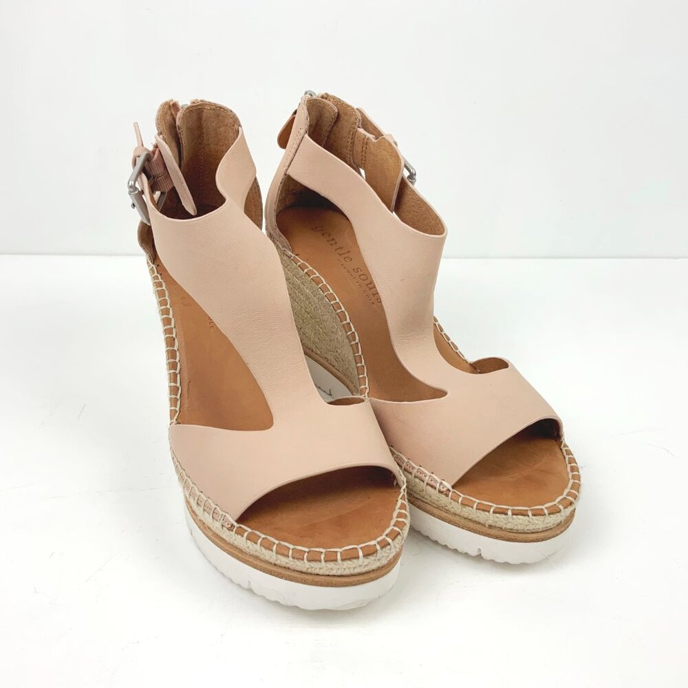 New Gentle Souls by Kenneth Cole Elyssa Easy T-Strap Wedge Sandals Sz 9 - Picture 2 of 16
